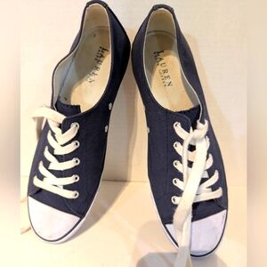 Lauren Ralph Lauren Blue and White Canvas Sneakers Sz. 9.5 B‎